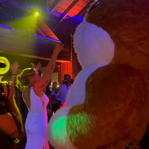 Botarga gigante animando una boda